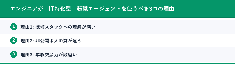 エンジニアが「IT特化型」転職エージェントを使うべき3つの理由